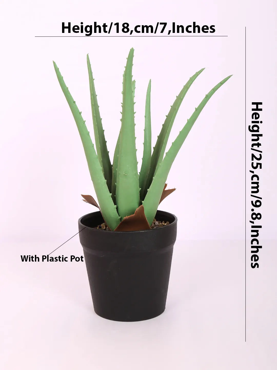 plastic aloe vera plant Artificial Aloe Vera Plant with Black Plastic Pot (25 cm Tall, Green)