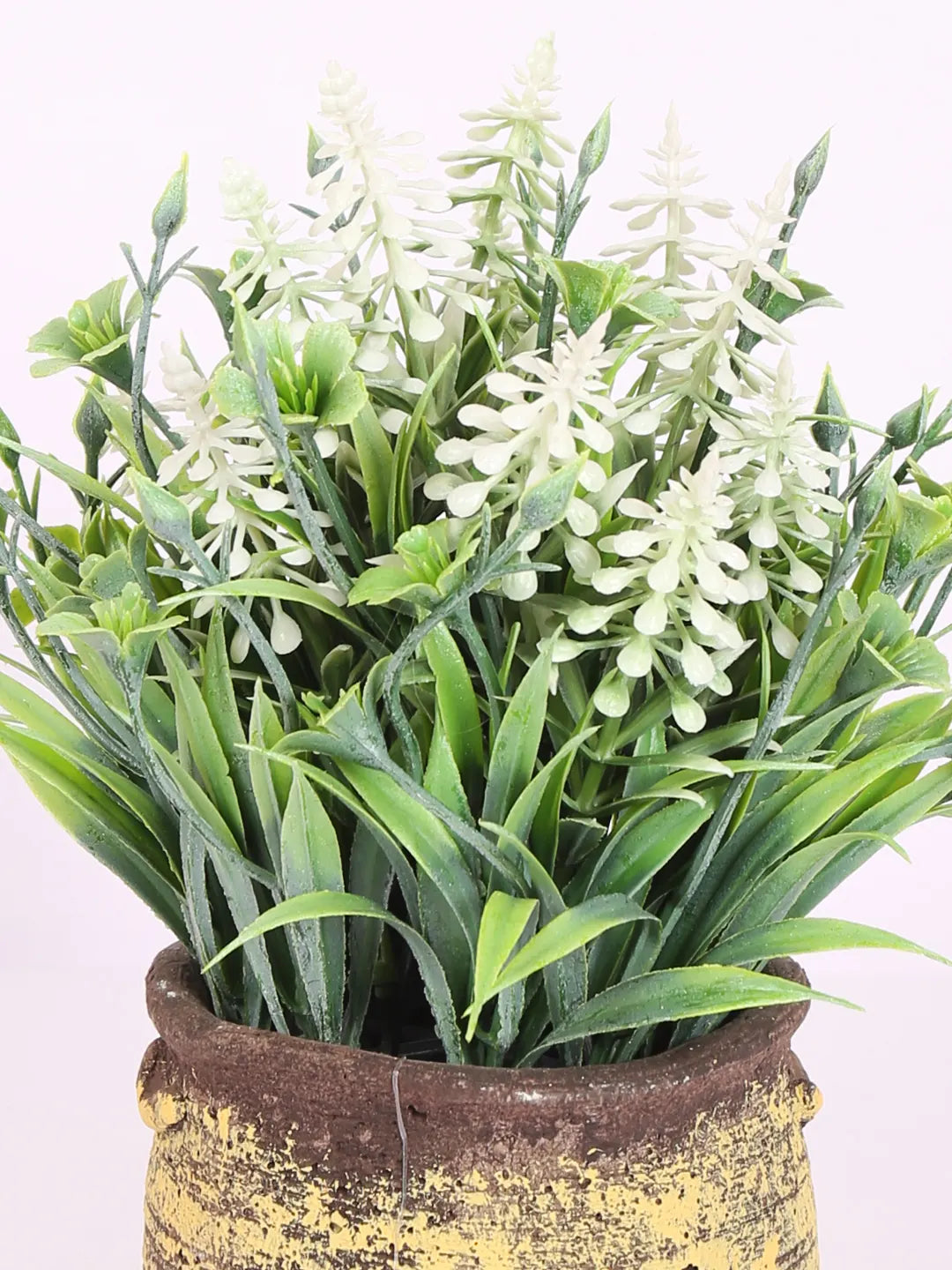 Artificial Beautiful Lavender Flower With Pot (22 cm Tall, White)