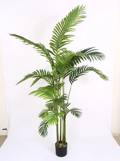 Artificial Lush Green Areca Palm Plants with Basic Black Pot - 180 cm Tall