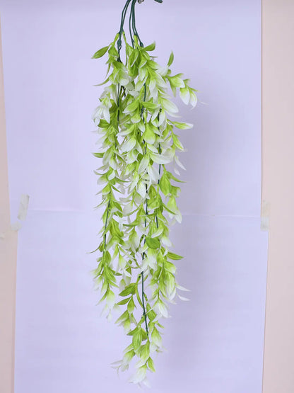 Artificial Hanging Eucalyptus Green Creeper for Home, Wedding Décor (Pack of 2, 75 cm Tall, White)