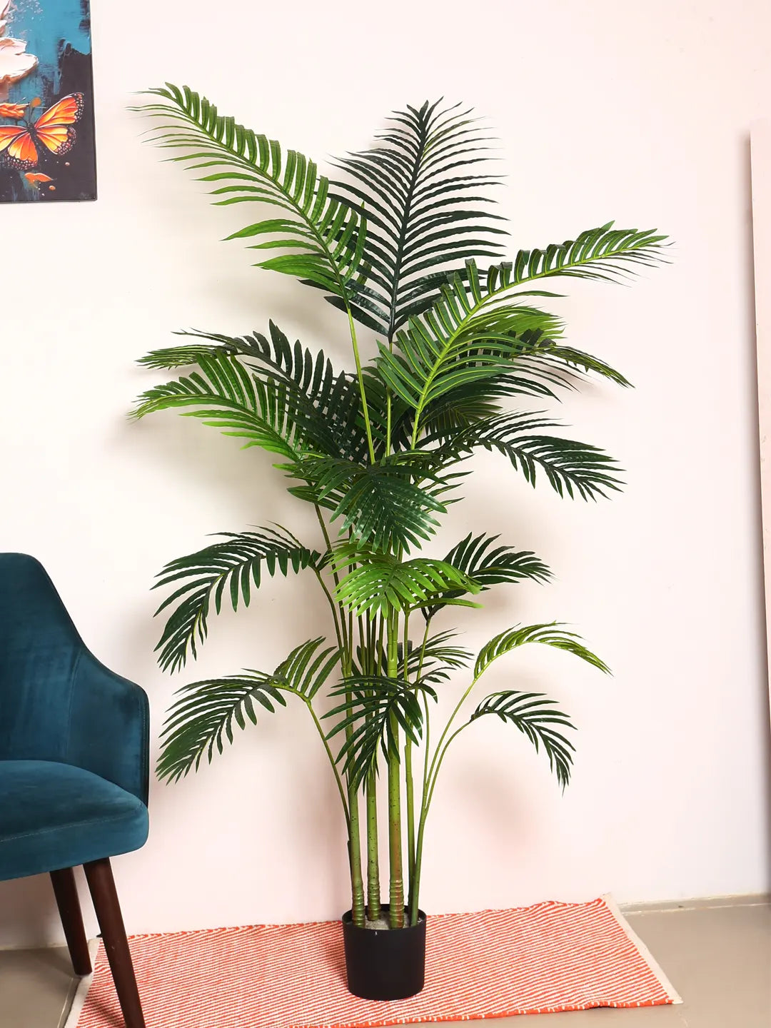 Artificial Lush Green Areca Palm Plants with Basic Black Pot - 180 cm Tall