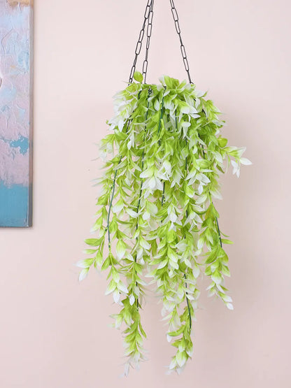 Artificial Hanging Eucalyptus Green Creeper for Home, Wedding Décor (Pack of 2, 75 cm Tall, White)