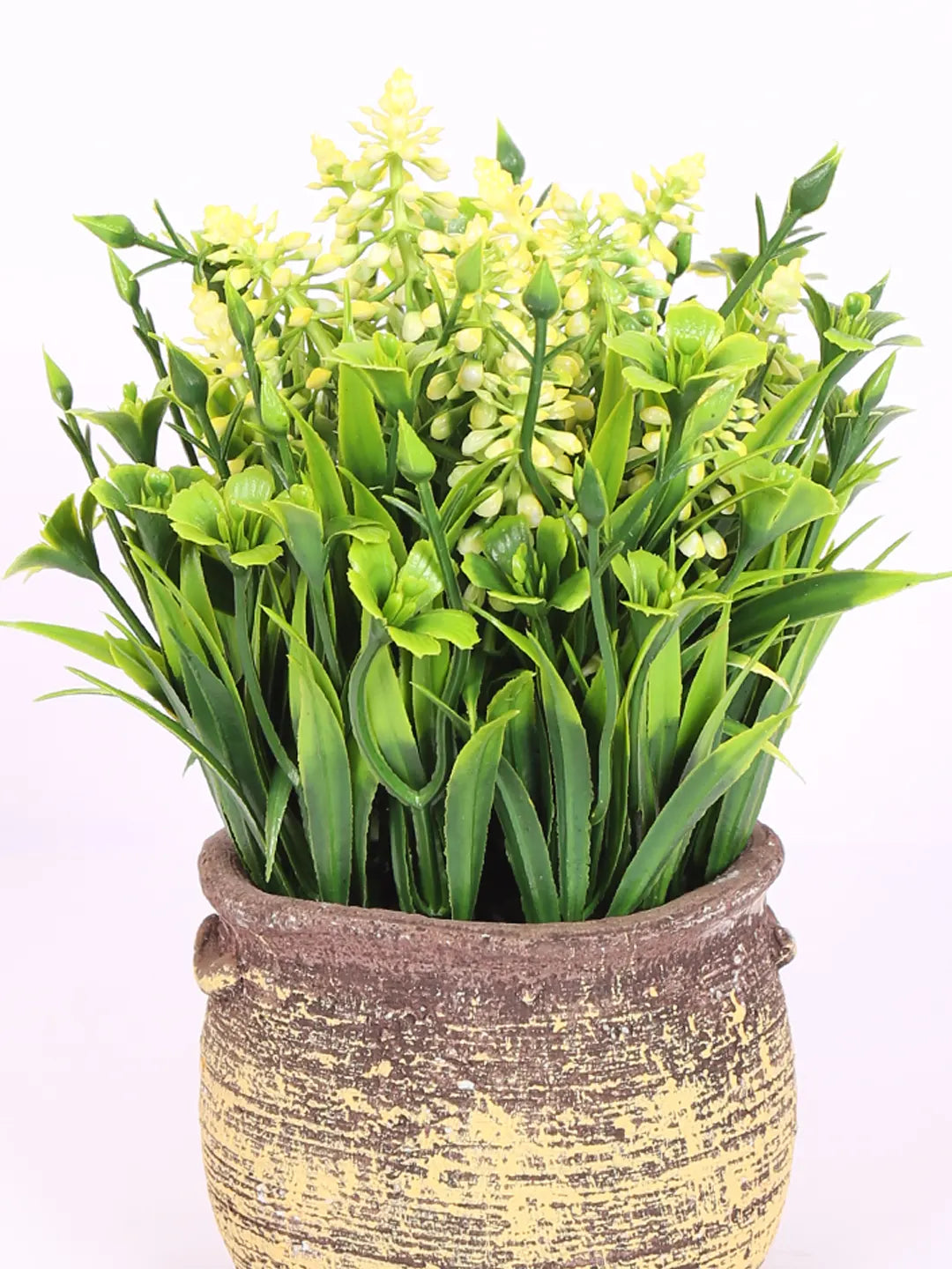 Artificial Beautiful Lavender Flower With Pot (22 cm Tall, Yellow)