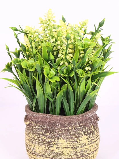 Artificial Beautiful Lavender Flower With Pot (22 cm Tall, Yellow)