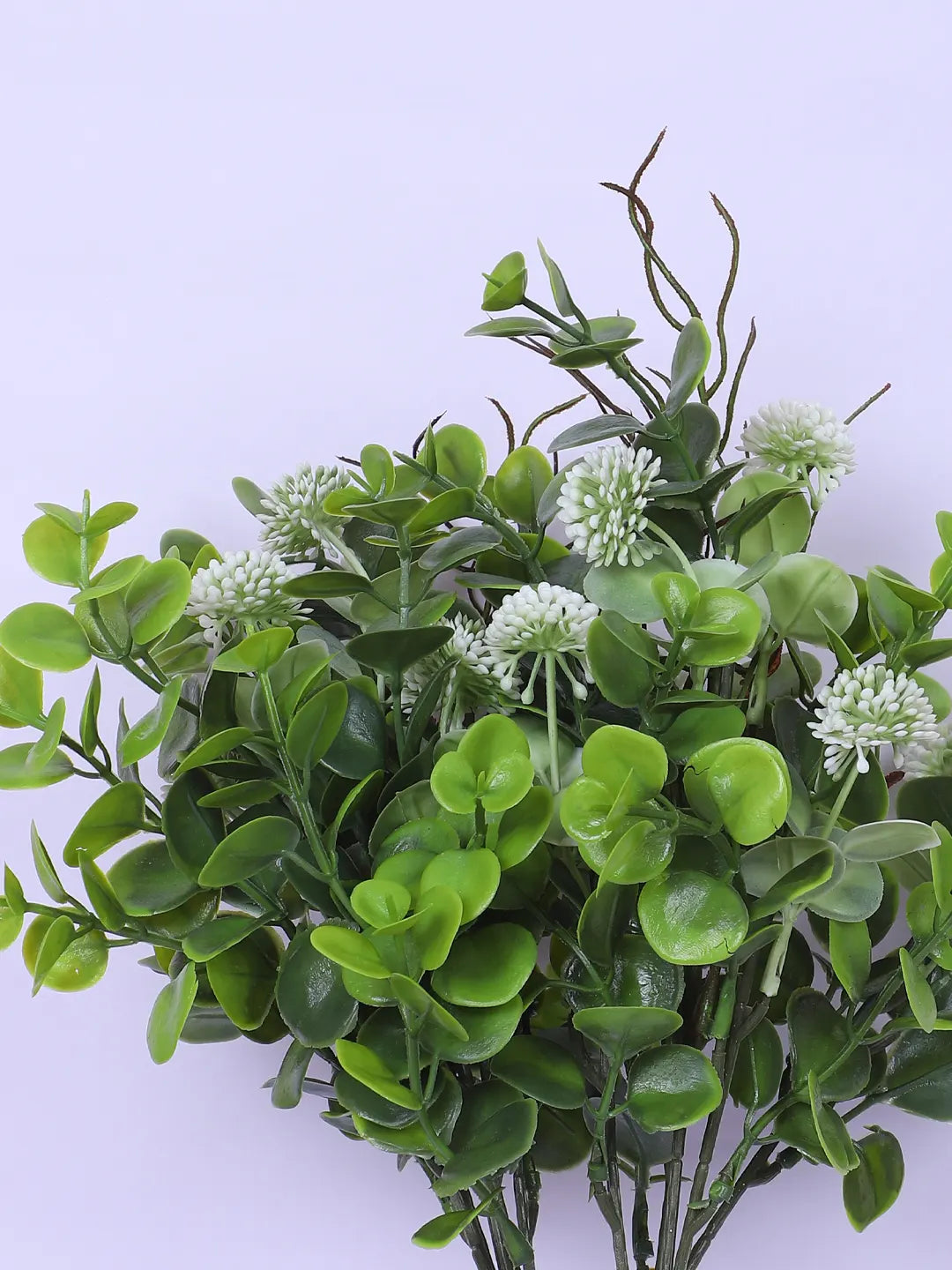 Artificial Eucalyptus with Flowers For Wedding Floral Arrangement (40 cm Tall, Without Pot, Pack of 3, White)
