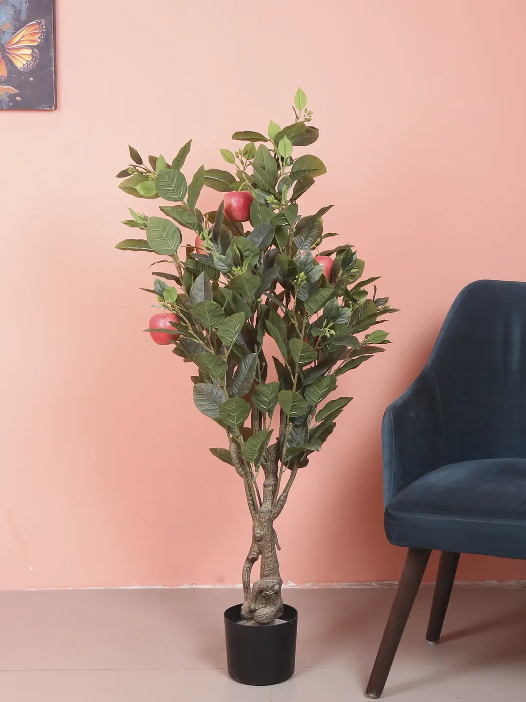Artificial Tropical Apple Fruit Plant with Basic Black Pot – 4 Feet Tall