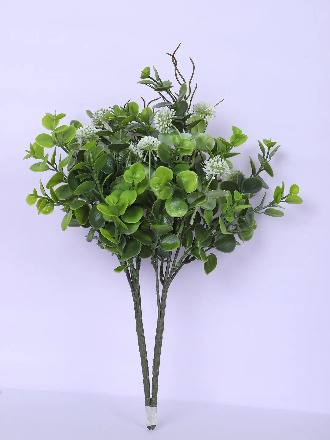 Artificial Eucalyptus with Flowers For Wedding Floral Arrangement (40 cm Tall, Without Pot, Pack of 3, White)