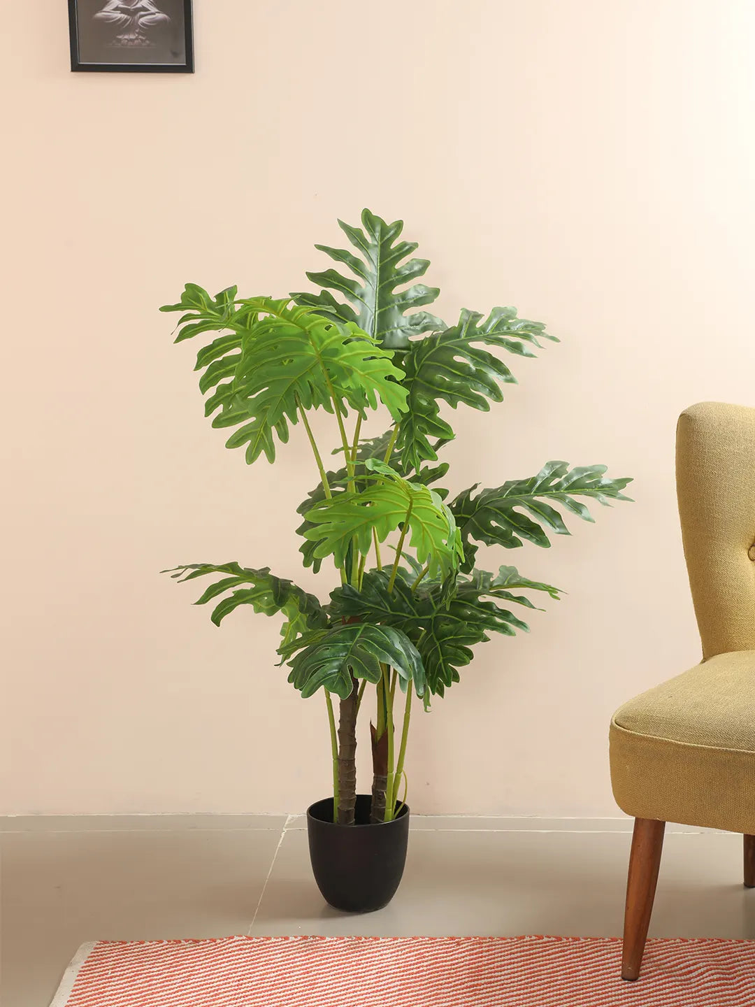 Artificial Serene Philodendron Plant with Basic Black Pot - 4 Feet
