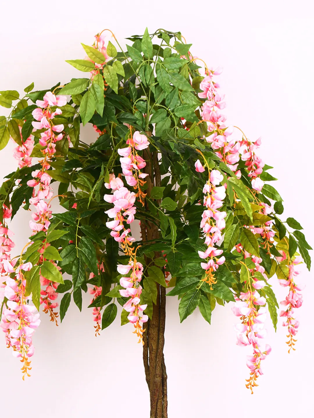 Artificial Wisteria Blush Pink Plant with Basic Black Pot - 6 Feet Tall