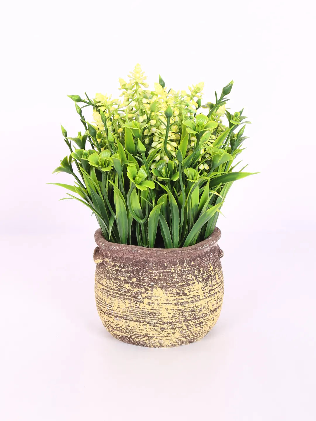 Artificial Beautiful Lavender Flower With Pot (22 cm Tall, Yellow)
