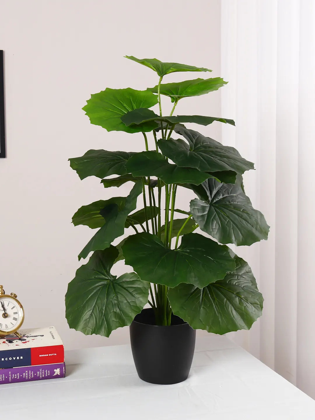 Artificial Begonia Leaf Plants for with Pot (18 Leaves, 65 cm Tall, Green)