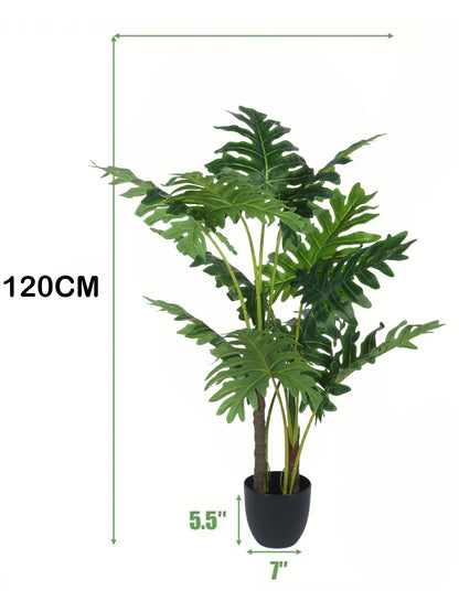 Artificial Serene Philodendron Plant with Basic Black Pot - 4 Feet