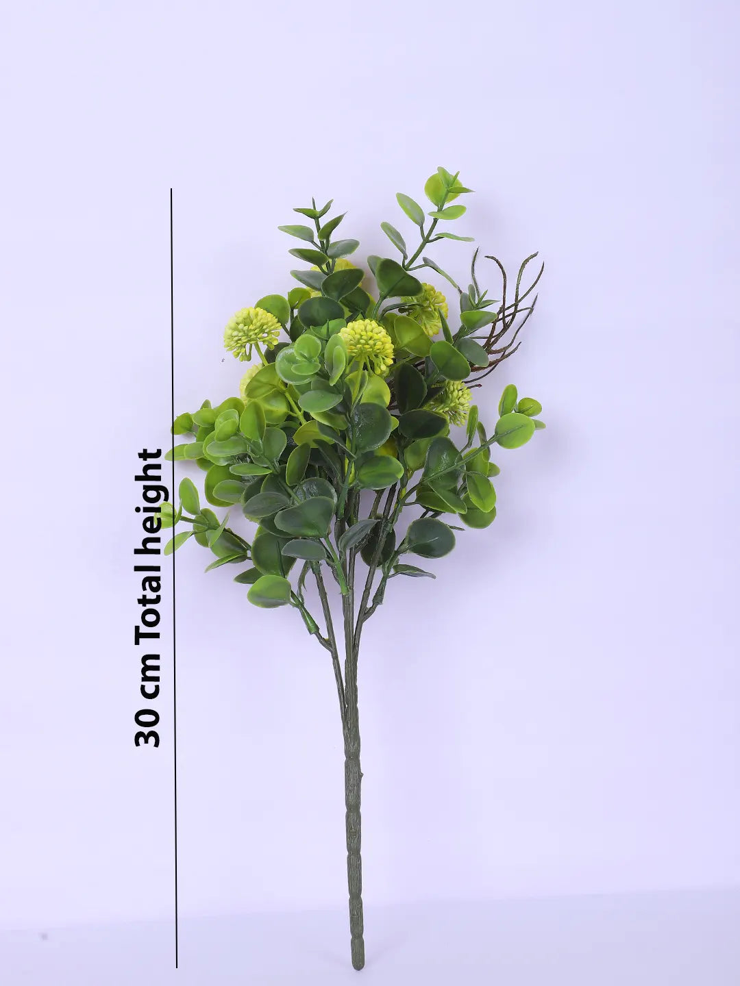 Artificial Eucalyptus with Flowers For Wedding Floral Arrangement (40 cm Tall, Without Pot, Pack of 3, Yellow)