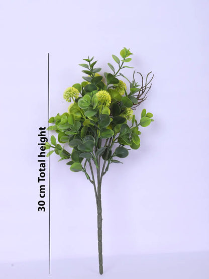 Artificial Eucalyptus with Flowers For Wedding Floral Arrangement (40 cm Tall, Without Pot, Pack of 3, Yellow)