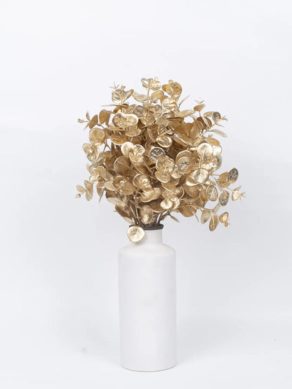Artificial Glitter Golden Metallic Flower bunch For Christmas Decorations (Pack of 3,  cm Tall)
