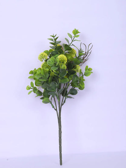 Artificial Eucalyptus with Flowers For Wedding Floral Arrangement (40 cm Tall, Without Pot, Pack of 3, Yellow)
