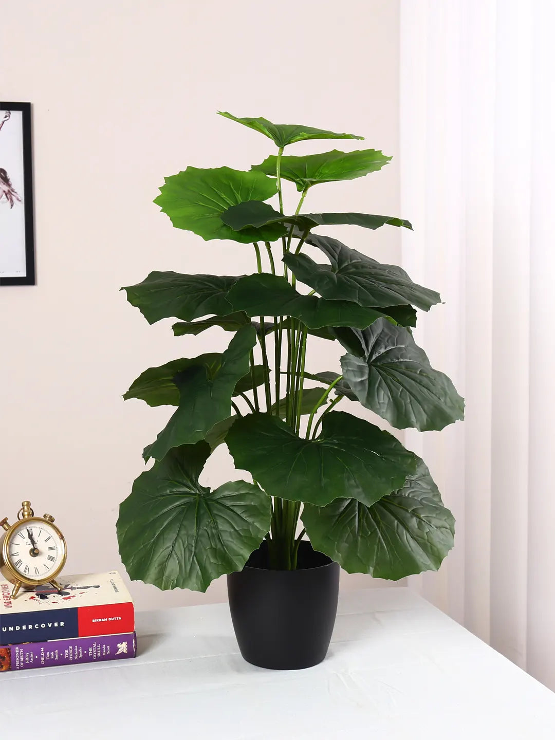 Artificial Begonia Leaf Plants for with Pot (18 Leaves, 65 cm Tall, Green)