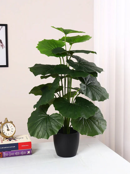 Artificial Begonia Leaf Plants for with Pot (18 Leaves, 65 cm Tall, Green)