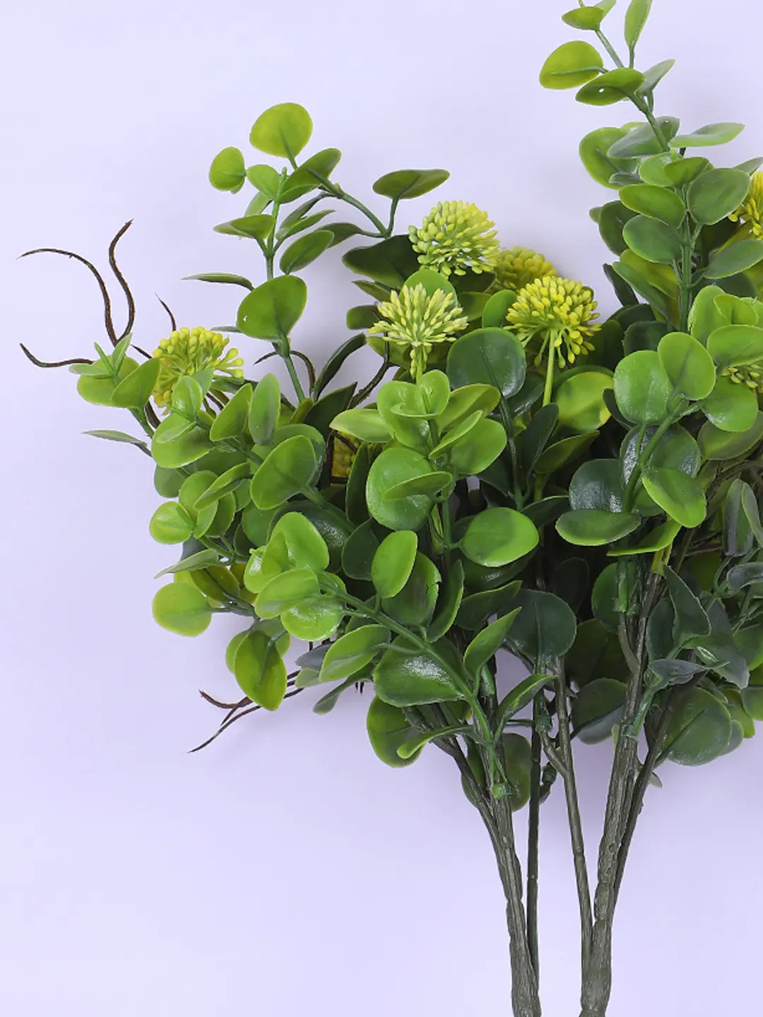 Artificial Eucalyptus with Flowers For Wedding Floral Arrangement (40 cm Tall, Without Pot, Pack of 3, Yellow)