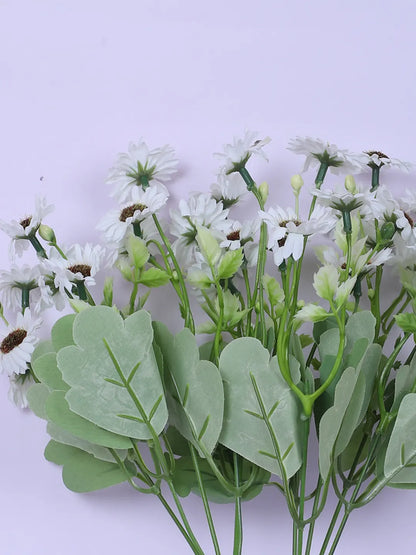 Artificial Daisy Flower Bouquets Wedding Floral Arrangement (32 cm Tall, Pack of 3, White)