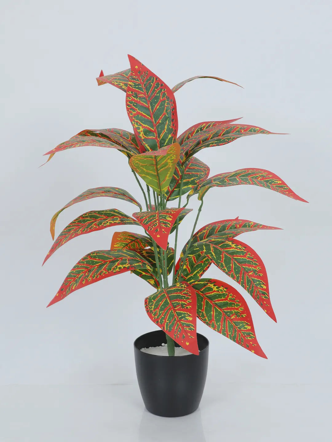 Artificial Red Croton Plants for Interior Decor/Home Decor/Office Decor|26 Leaves (with Pot, 70 cm Tall)