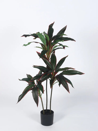 Artificial Dracaena Plant with Basic Black Pot – 85 cm Tall, Green/Red