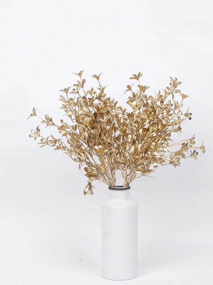 Artificial Glitter Golden Metallic Flower bunch For Christmas Decorations (Pack of 3,  cm Tall)