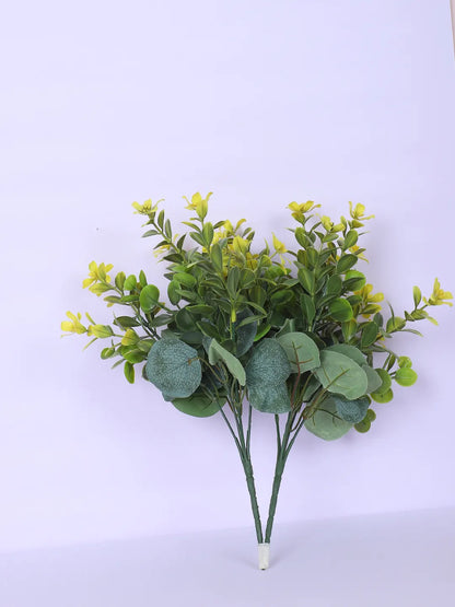 Artificial Green Eucalyptus Bouquets For Wedding Floral Arrangement (30 cm Tall, Without Pot, Pack of 3)