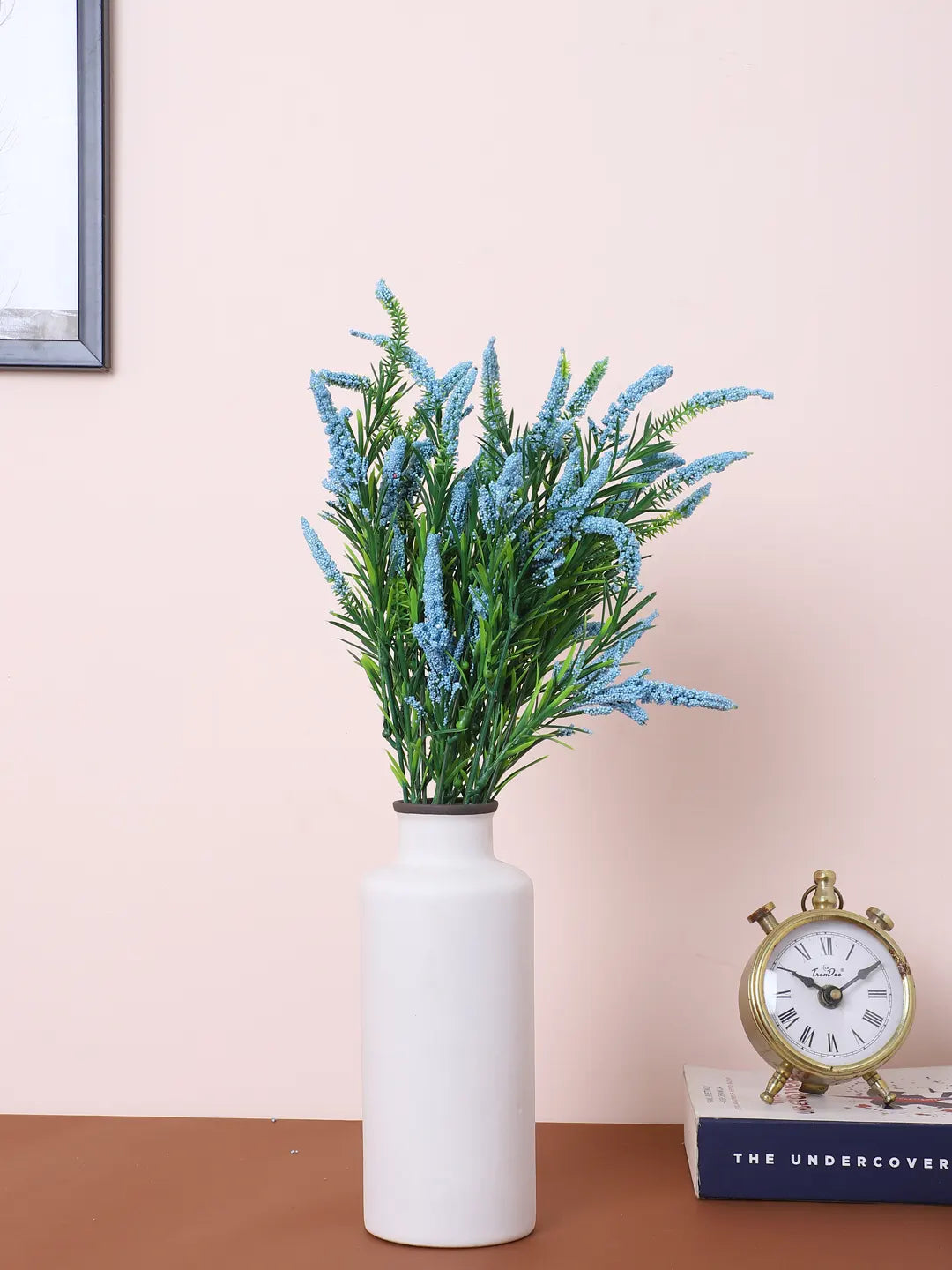 Artificial Hogla Flower for Vase Wedding Floral Arrangement (34 cm Tall, Pack of 3, Blue)