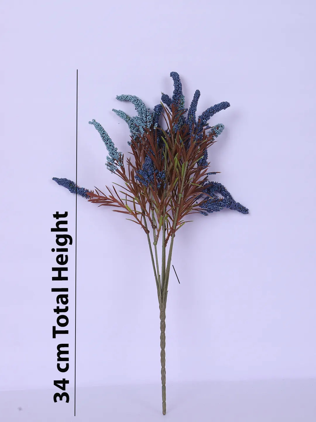 Artificial Hogla Flower for Vase Wedding Floral Arrangement (34 cm Tall, Without Pot, Pack of 3, Blue)