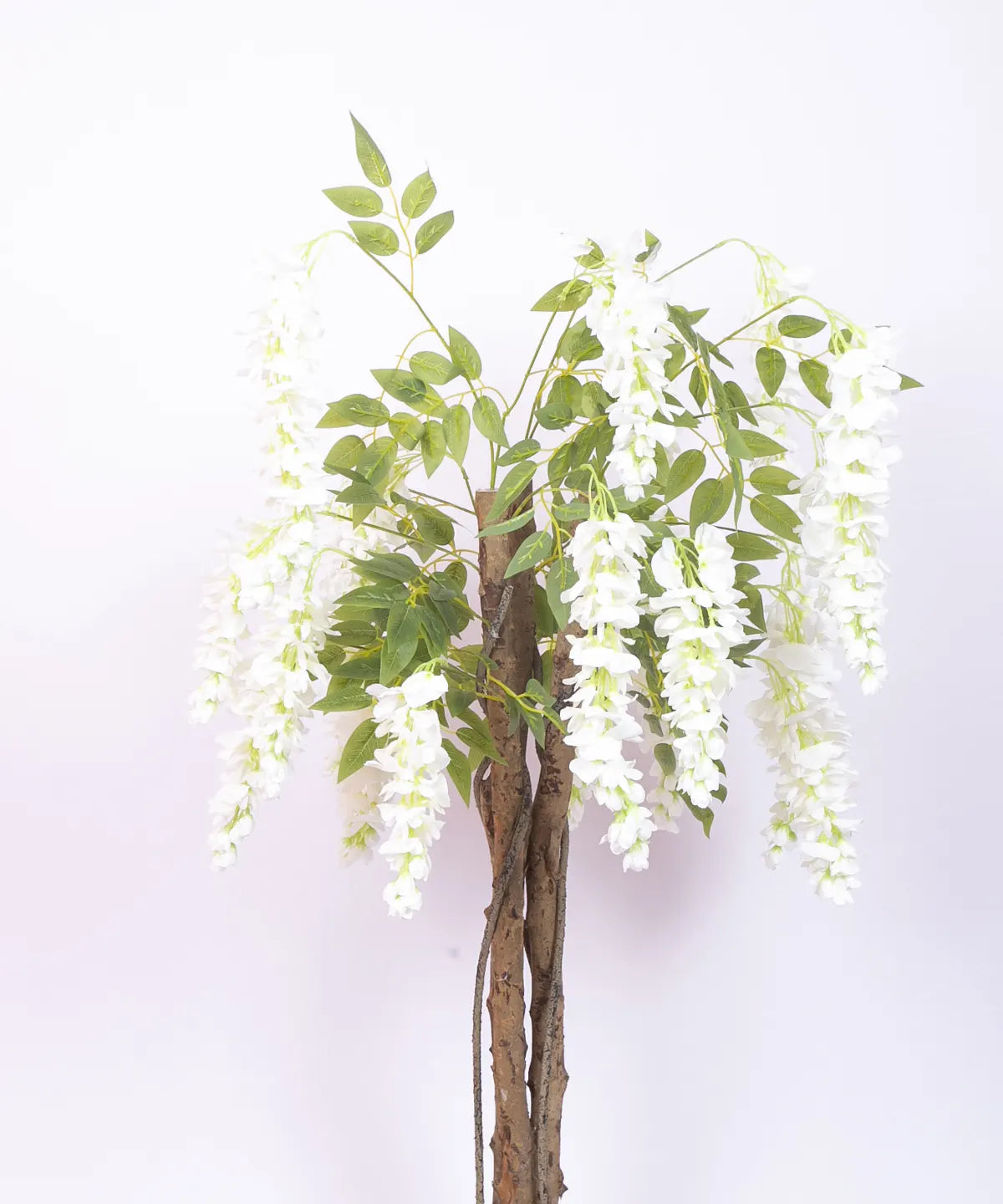 Artificial Wisteria Orchid Flowers Plants For with Basic Black Pot- 4 Feet - White