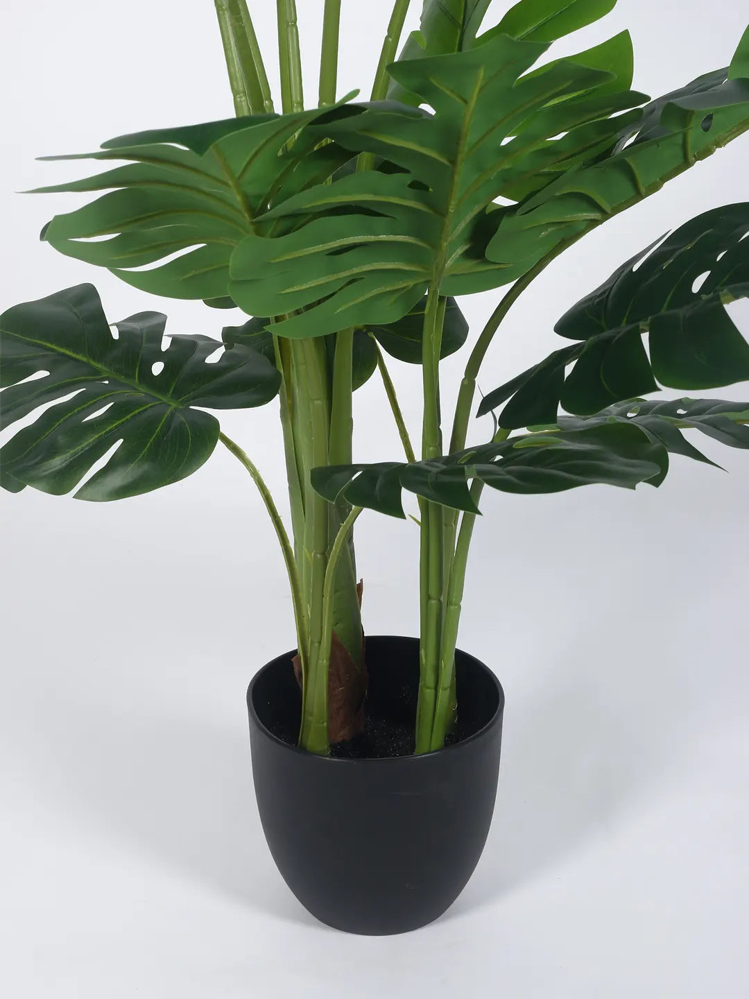 Artificial Lush Monstera Plant with Basic Black Pot - 4 Feet