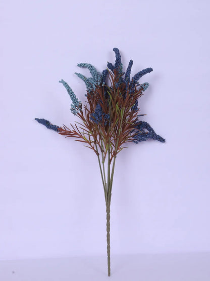 Artificial Hogla Flower for Vase Wedding Floral Arrangement (34 cm Tall, Without Pot, Pack of 3, Blue)