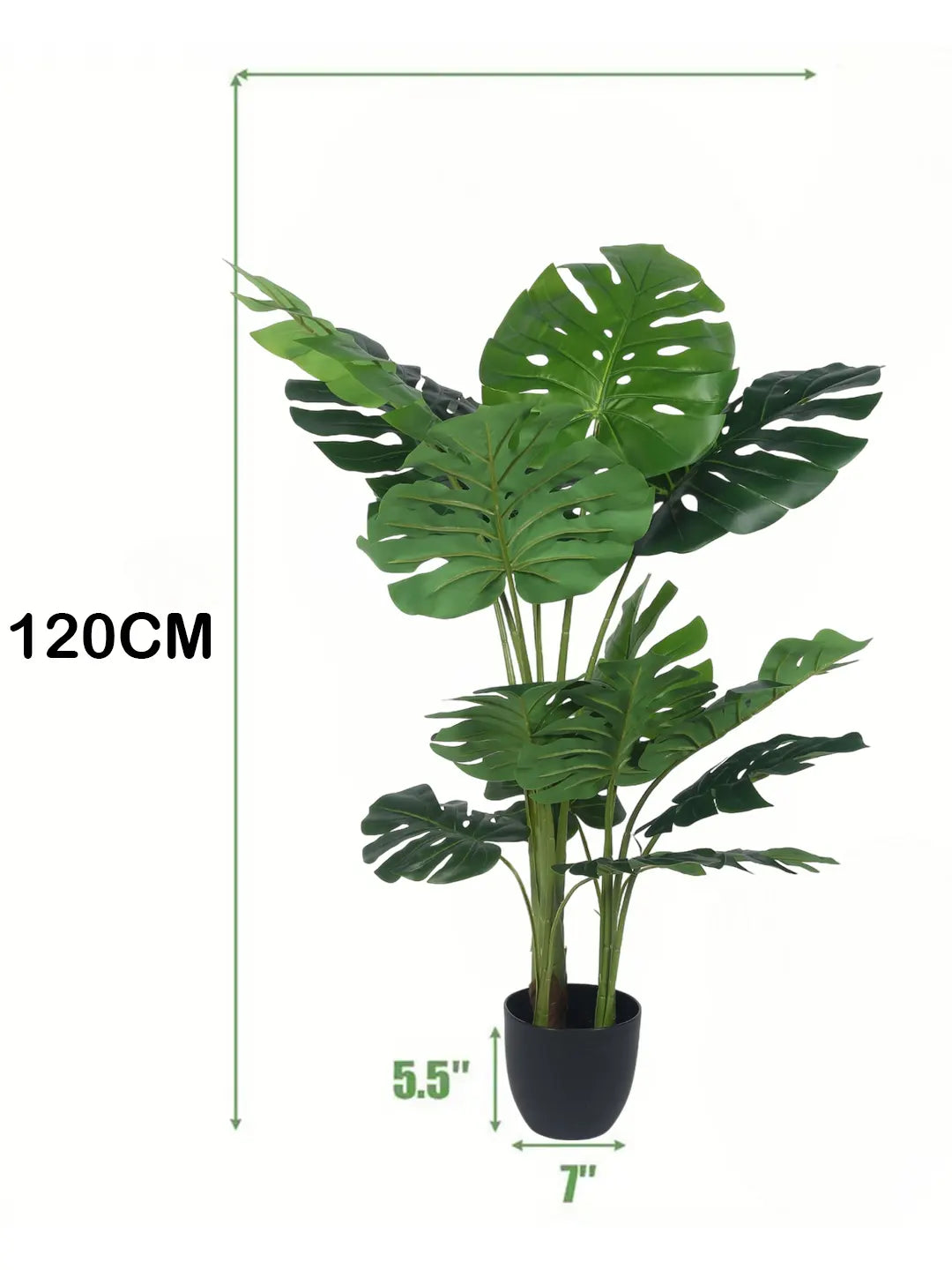 Artificial Lush Monstera Plant with Basic Black Pot - 4 Feet