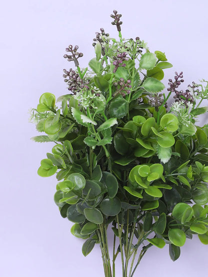 Artificial Eucalyptus with Flowers for Wedding Floral Arrangement (40 cm Tall, Without Pot, Pack of 3)