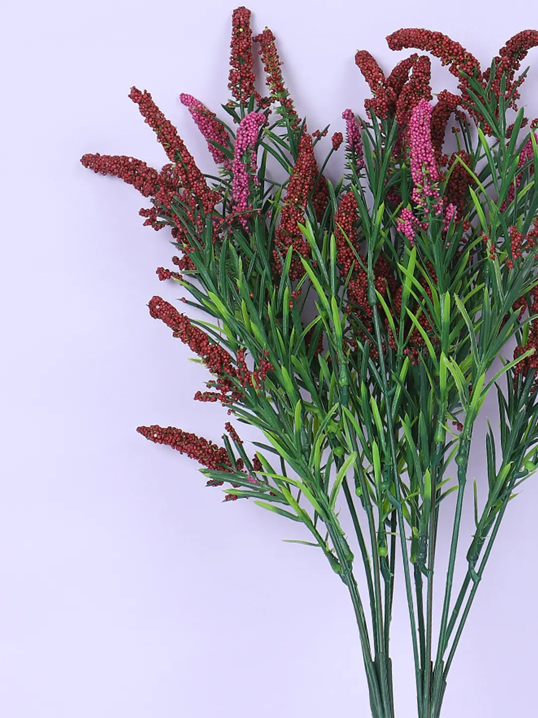 Artificial Hogla Flower for Vase Wedding Floral Arrangement (34 cm Tall, Pack of 3, Red)