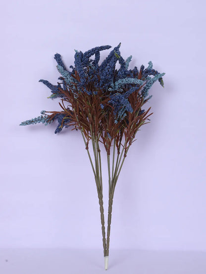 Artificial Hogla Flower for Vase Wedding Floral Arrangement (34 cm Tall, Without Pot, Pack of 3, Blue)