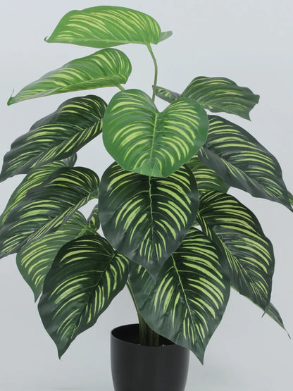Artificial Watermelon Leaf Plants for with Pot (18 Leaves, 65 cm Tall. Green/Red)