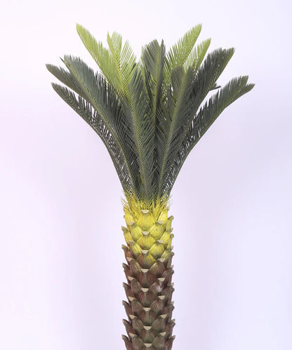 Artificial Cycus Plant with Long Leaves for with Basic Black Pot - 4.2 Feet Green