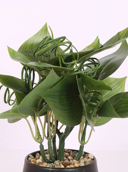 Artificial Beautiful Money Plants With Pot for (22 cm Tall, Dark/Green)