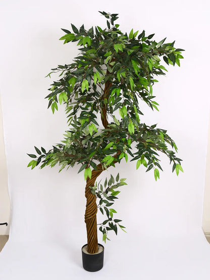 Artificial Midas Ruscus Lush Plant with Basic Black Pot - 6 Feet Tall