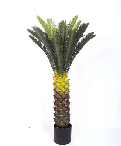 Artificial Cycus Plant with Long Leaves for with Basic Black Pot - 4.2 Feet Green