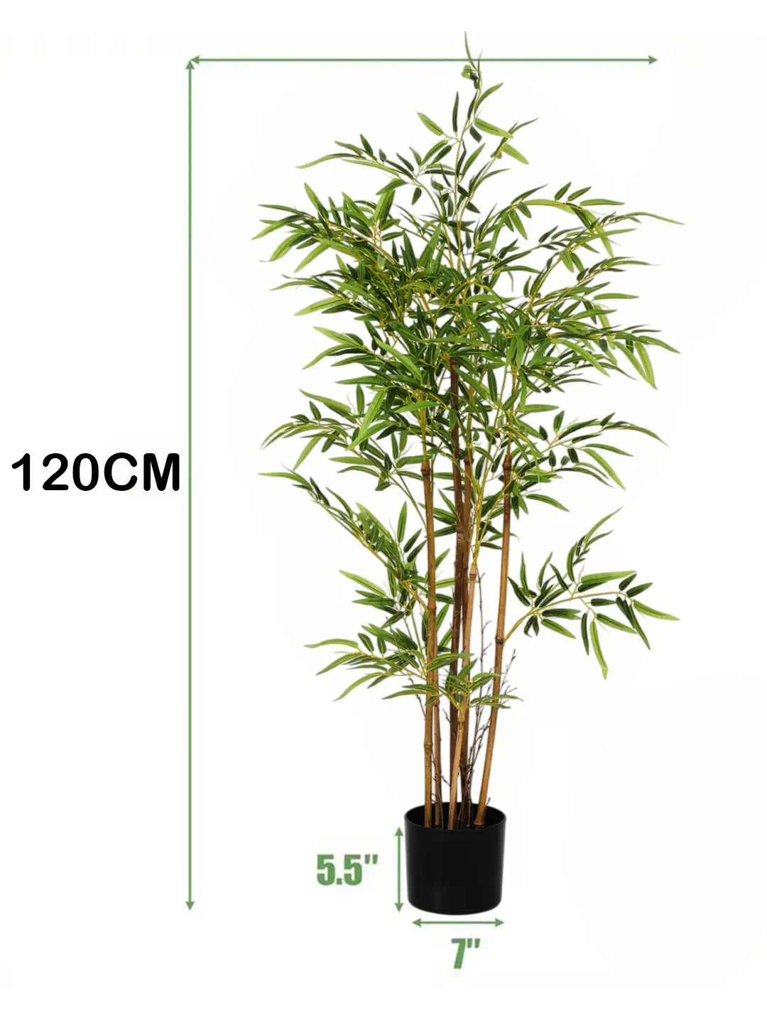Artificial Bamboo Bliss Plant with Basic Black Pot - 4 feet Green