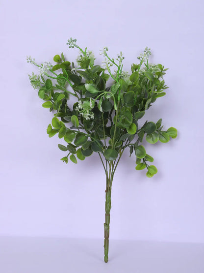 Artificial Eucalyptus with Flowers for Wedding Floral Arrangement (40 cm Tall, Without Pot, Pack of 3 White)