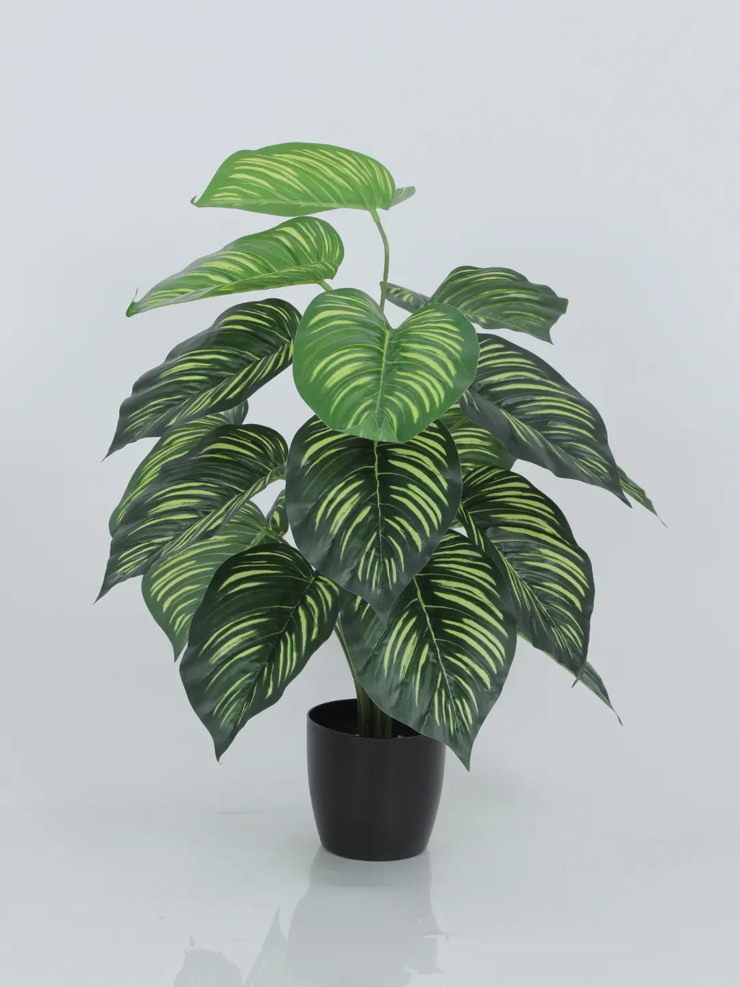 Artificial Watermelon Leaf Plants for with Pot (18 Leaves, 65 cm Tall. Green/Red)