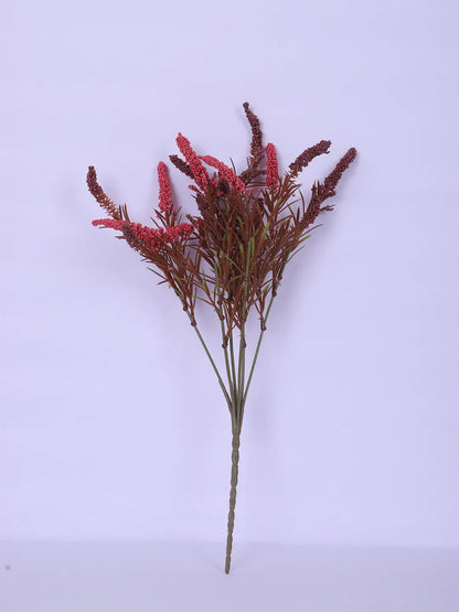 Artificial Hogla Flower for Vase Wedding Floral Arrangement (34 cm Tall, Without Pot, Pack of 3, Red)