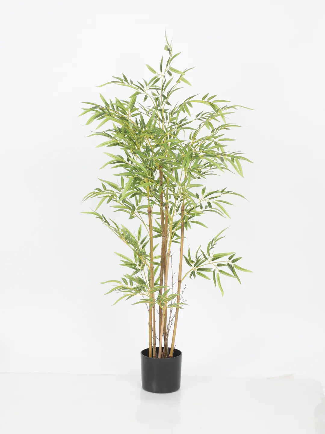 Artificial Bamboo Bliss Plant with Basic Black Pot - 4 feet Green