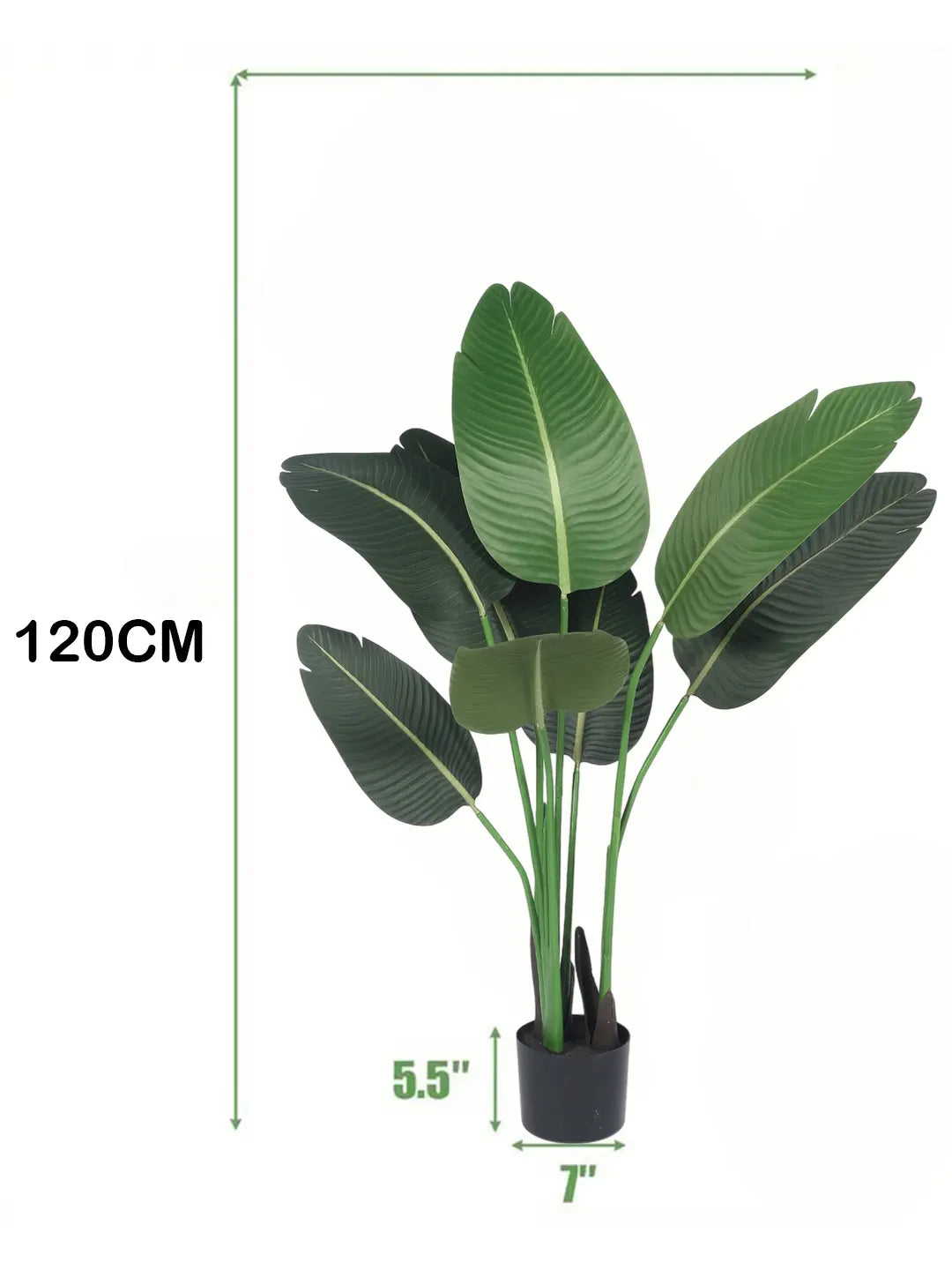 Artificial Banana Palm Plant with Basic Black Pot - 4 Feet Green