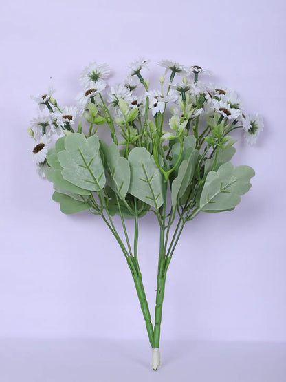 Artificial Daisy Flower Bouquets Wedding Floral Arrangement (32 cm Tall, Pack of 3, White)