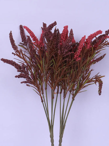 Artificial Hogla Flower for Vase Wedding Floral Arrangement (34 cm Tall, Without Pot, Pack of 3, Red)